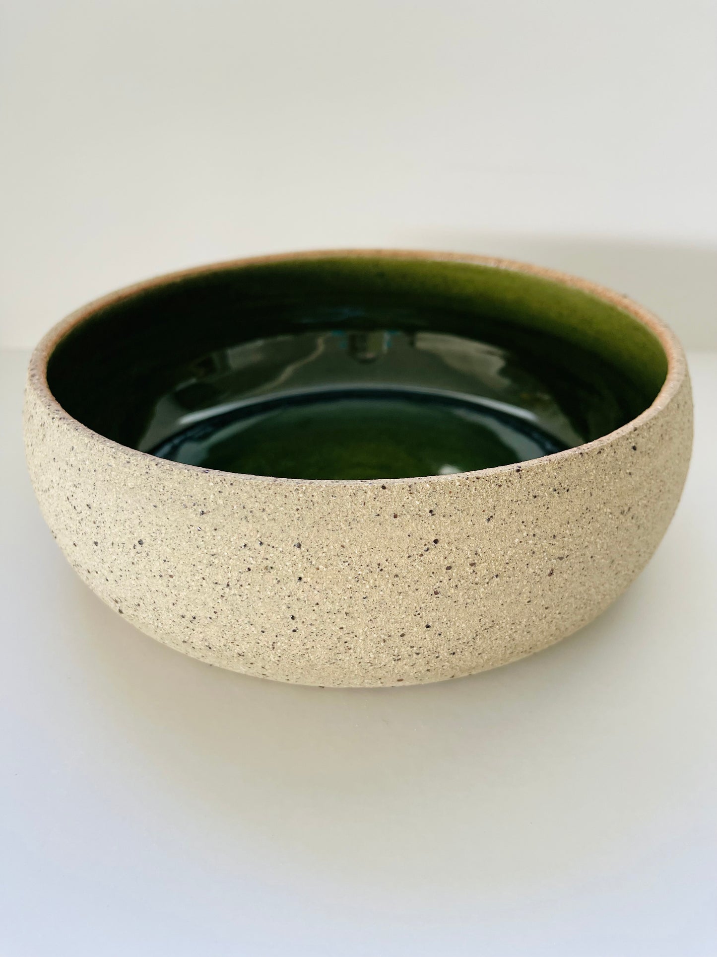 Green Speckled Serving Bowl / Handmade Ceramics by Sue / Buy Online NZ Shipping