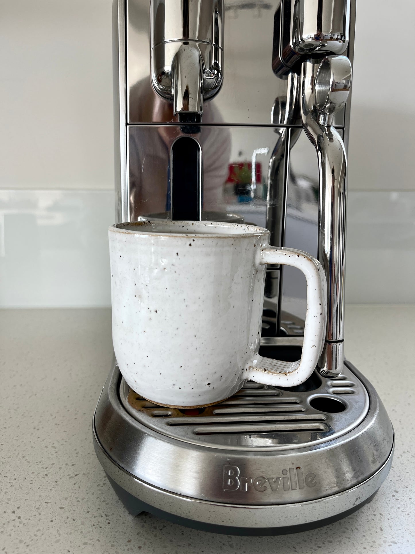 White Speckled Mug Square Handle