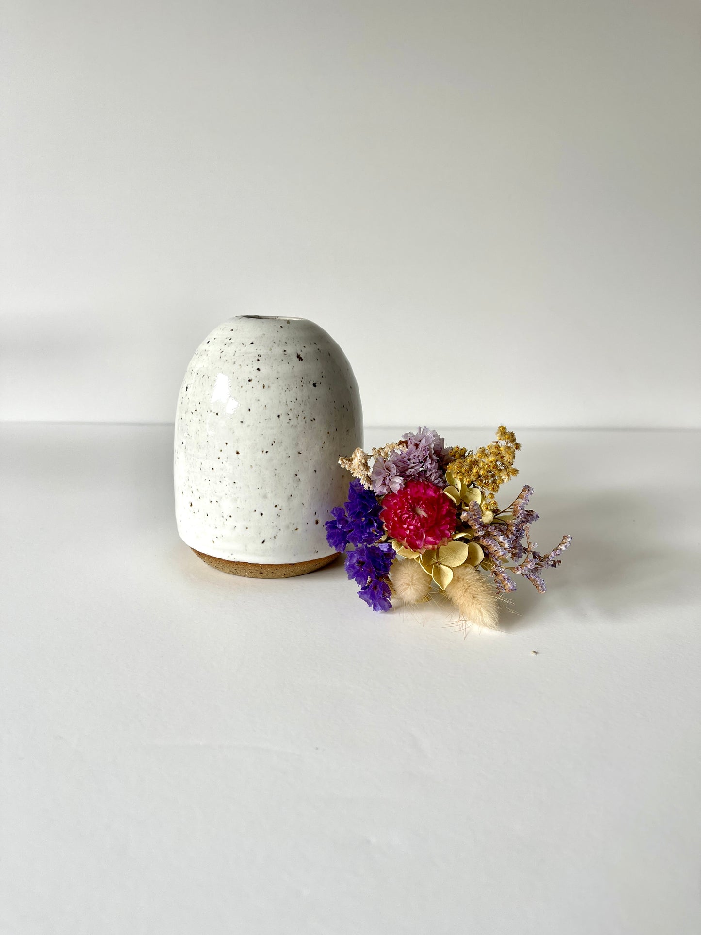 White Speckled Bud Vase / Handmade Ceramics by Sue / Buy Online NZ