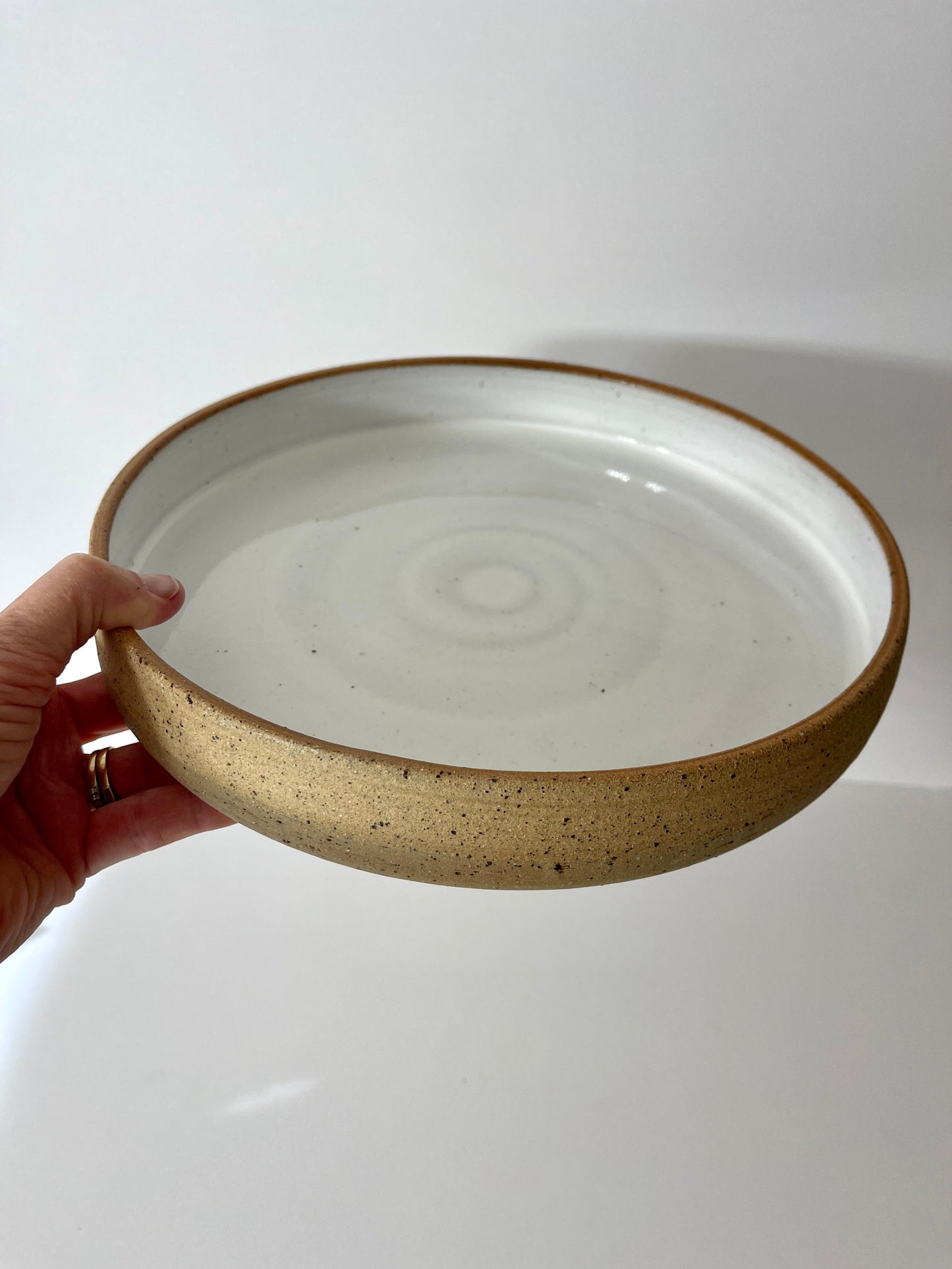 Quiche Dish White Speckled / Handmade Ceramics by Sue / Buy Online NZ Shipping