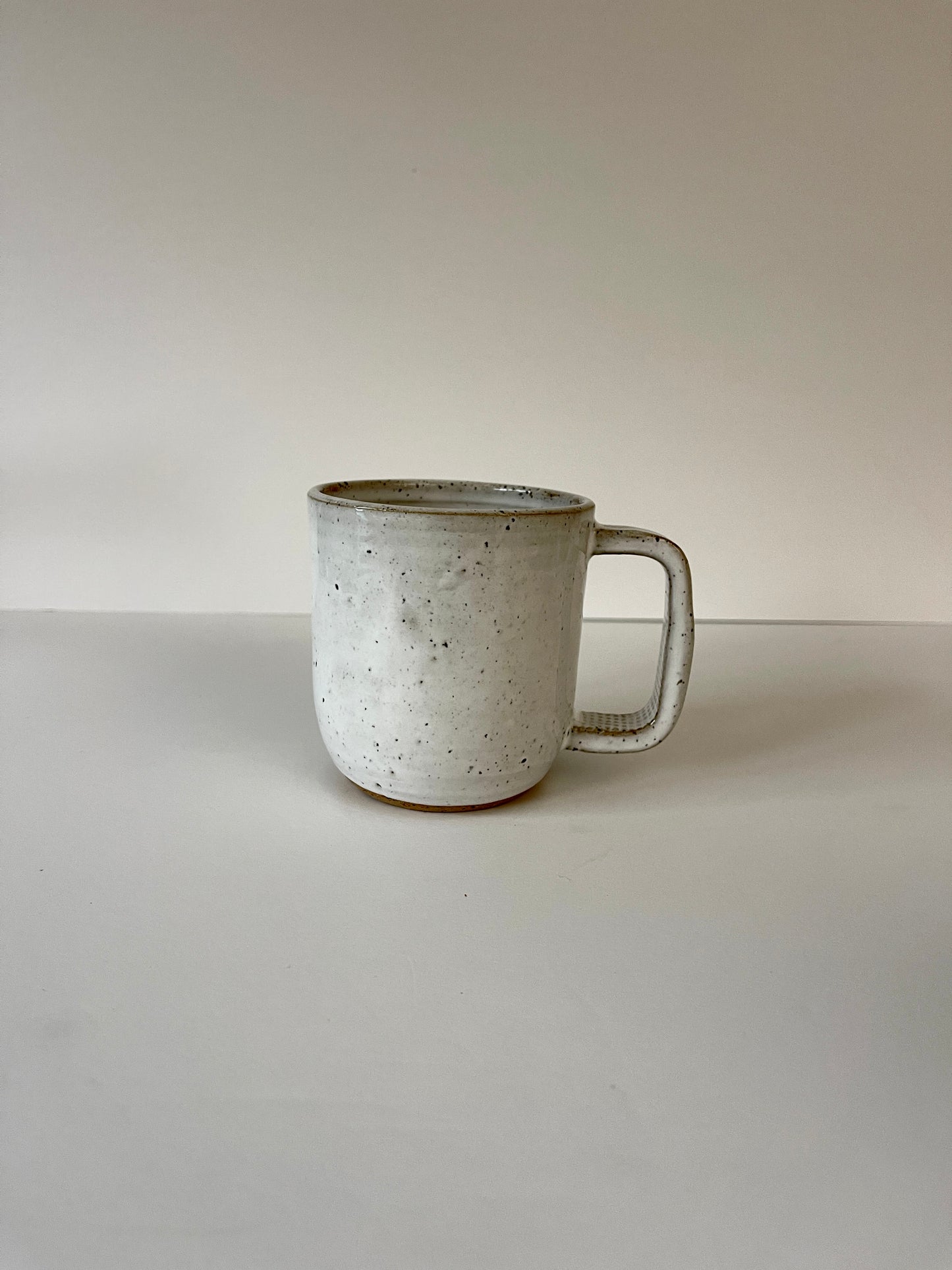 White Speckled Mug Square Handle