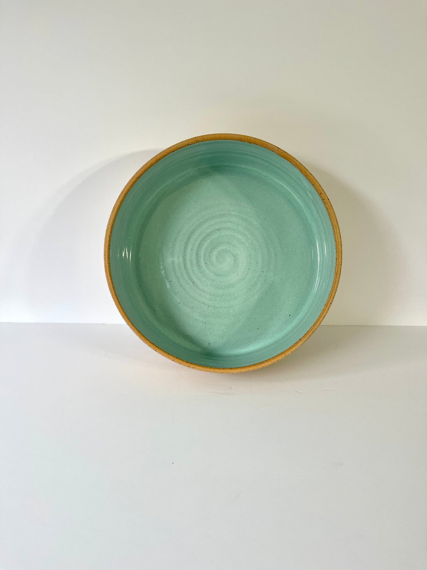 Seagreen on Speckled buff Serving Bowl