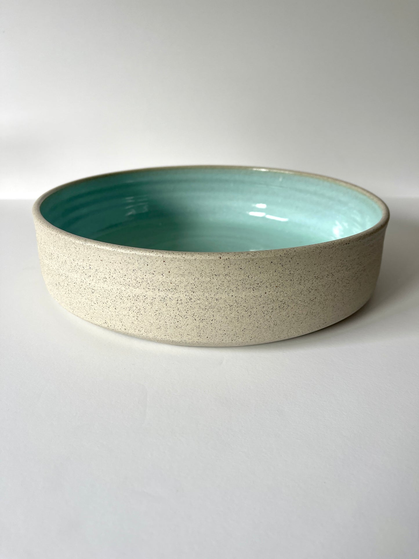 Sea Green on Grey Serving Bowl / Handmade by Sue Ceramics / Buy Online NZ Shipping
