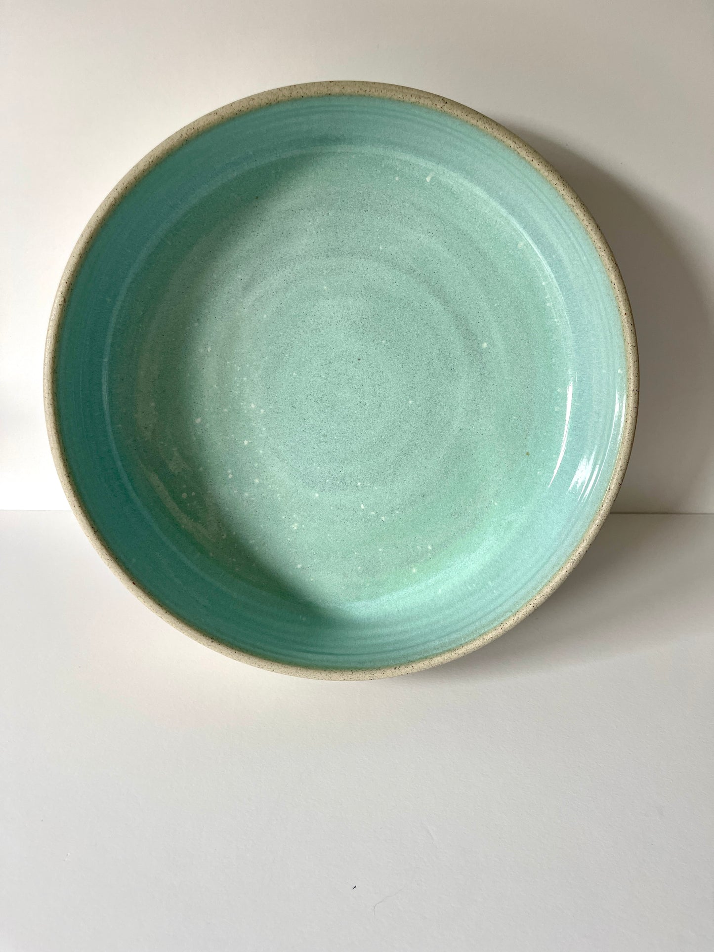 Sea Green on Grey Serving Bowl / Handmade by Sue Ceramics / Buy Online NZ Shipping