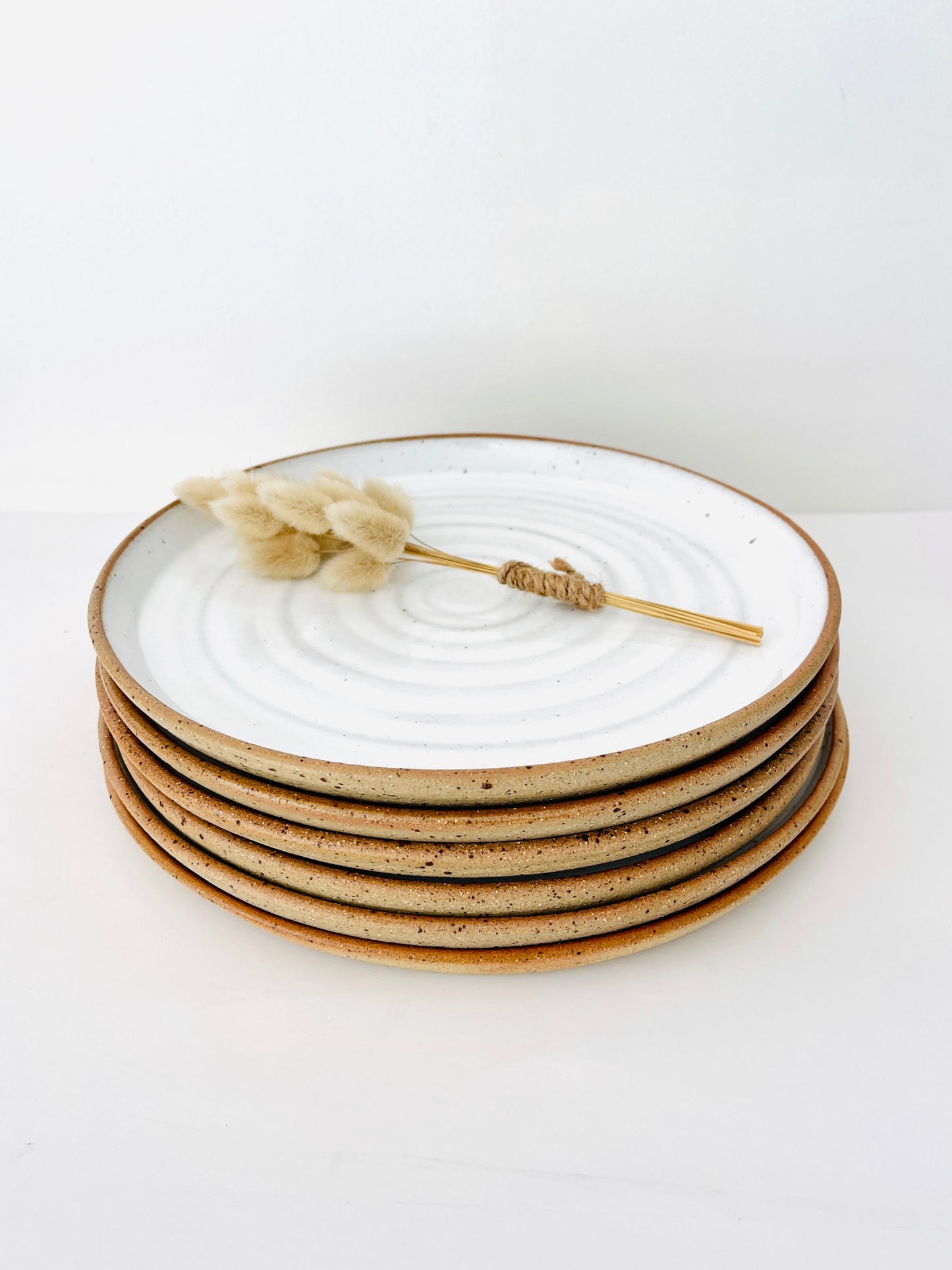 White on Speckled Dinner Plate / Handmade Ceramics by Sue / Buy Online NZ