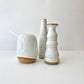 White Curved Speckled Bud Vase