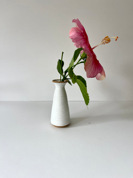 White on Speckled Pillar Vase with flair